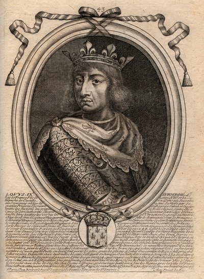 Portret van Saint Louis (Louis IX) (1214-1270) - Gravure uit 
