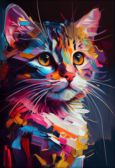 Abstracte schattige kat schilderij penseelstreken door F. Abderrahim