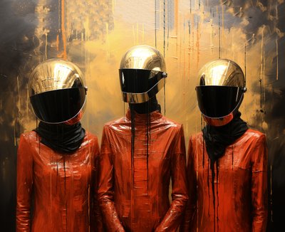 Abstract impasto tekening, Kraftwerk band door F. Abderrahim