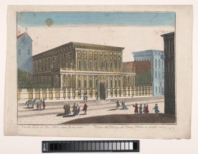 Gezicht op het Palazzo Doria-Tursi te Genua door familie Remondini (attributed to)