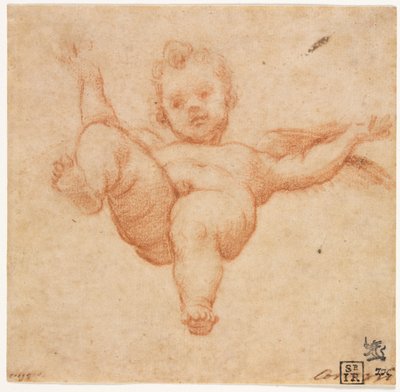 Vliegende Cupido door follower of Annibale Carracci
