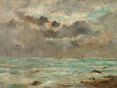 De kust bij Trouville door imitator of Eugène Boudin