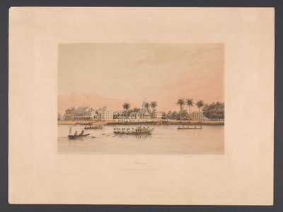 Waterkant met gouverneurshuis te Paramaribo door jonkheer Jacob Eduard van Heemskerck