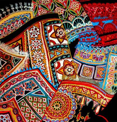 Oosterse fans, 2016 (gemengd) door linda arthurs
