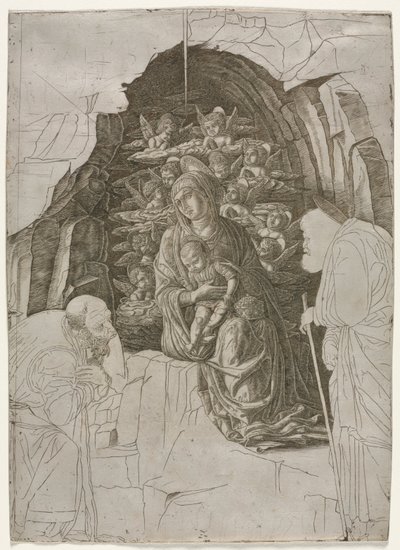 Maagd en Kind in de Grot door probably by the so called Premier Engraver
