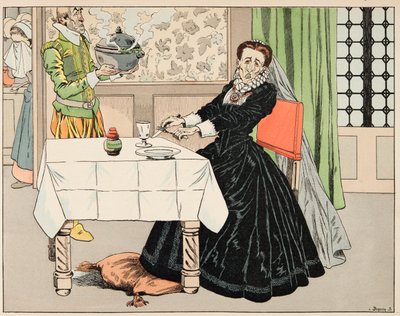 Illustratie uit het boek Le bon roy Henri, geïllustreerd door Jacques Marie Gaston Onfray de Breville, genaamd JOB (1858-1931): Een moeder at haar kind tijdens het beleg van Parijs - Privécollectie door pseudonym for Onfray de Breville Jacques Job