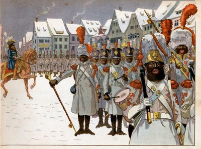 Joachim Murat hernam het bevel over het leger na het vertrek van de keizer uit Rusland. Gravure door Jacques Marie Gaston Onfray de Breville, genaamd Job door pseudonym for Onfray de Breville Jacques Job