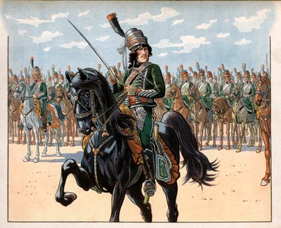 Joachim Murat als kolonel tijdens de Italiaanse veldtocht. Gravure door Jacques Marie Gaston Onfray de Breville, genaamd Job door pseudonym for Onfray de Breville Jacques Job