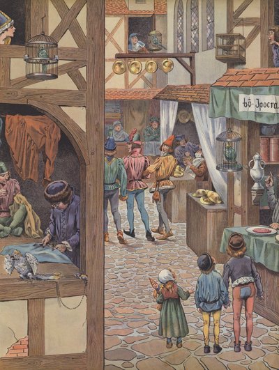 Parijzenaars met vogels in kooien door pseudonym for Onfray de Breville Jacques Job