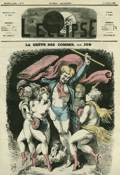 De staking van de klerken, de illustratie suggereert het aankleden van de dansers van Jean-Baptiste Carpeaux