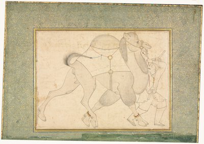 Kameel en verzorger; Enkele pagina illustratie door style of Shaykh Muhammad