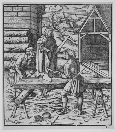 Timmerlieden, ca. 1500 door the Elder Hans Burgkmair