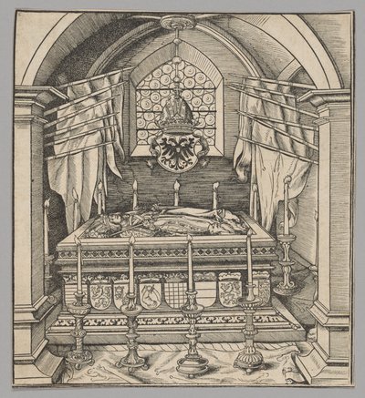 Gruftblatt, plaat 24 uit Historische scènes uit het leven van keizer Maximiliaan I vanaf de triomfboog door the Elder Hans Burgkmair