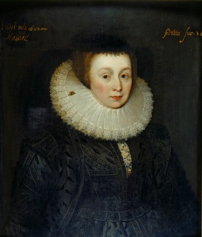 Portret van Lady Emily Howard, begin 17e eeuw door the Younger School of Marcus Gheeraerts