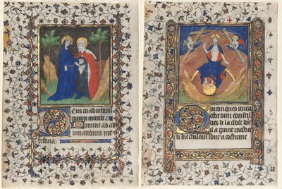 Bladeren uit een Getijdenboek: Het Bezoek en Christus in Oordeel door workshop of Boucicaut Master