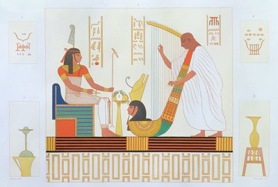 Decoratie uit de kamer van de harpen, oostelijke tombe, Byban el Molouk, Thebe, uit &39;Beschrijvingen van Egypte&39; door Edmonde Francois Jomard, gepubliceerd 1809-22 door Andre Dutertre