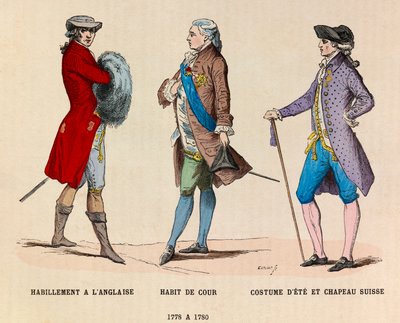Engelse kleding een hofpak en een Zwitserse hoed uit 1778 tot 1780 particuliere verzameling