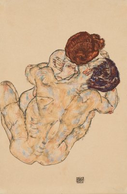 Man en vrouw, knuffel door Egon Schiele
