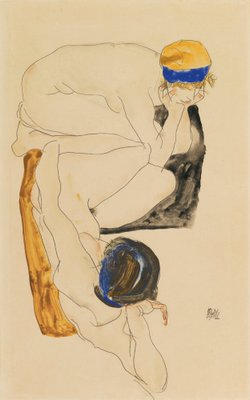 Twee liggende figuren door Egon Schiele