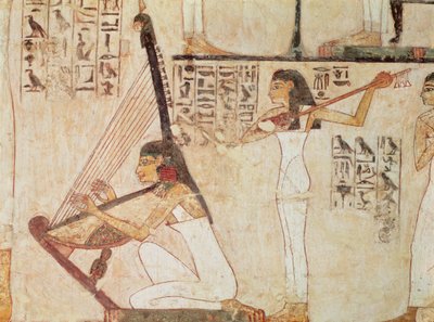 Two Musicians, from the Tomb of Rekhmire, New Kingdom (wall painting) door Egyptian 18th Dynasty