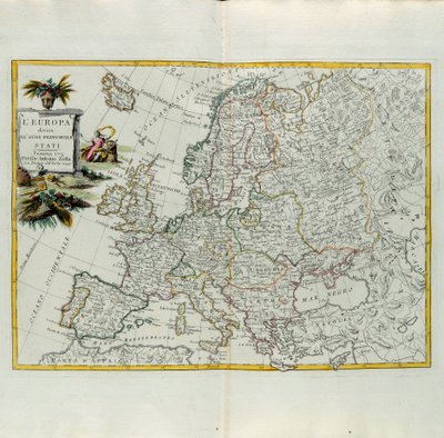 Europa verdeeld in zijn belangrijkste staten, grav...