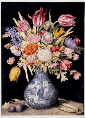 Ming Vase of Flowers (wc op perkament) door Giovanna Garzoni