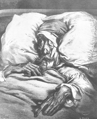 Don Quixote gewond, van &39;Don Quixote de la Mancha&39; door Miguel Cervantes (1547-1616) gegraveerd door Heliodore Joseph Pisan (1822-90) door Gustave Dore