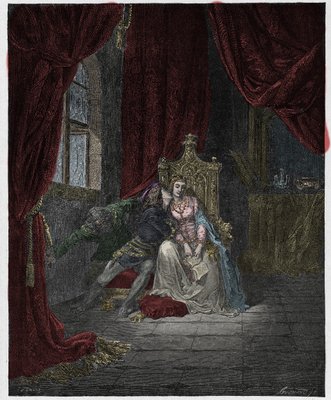 Inferno, Canto 5: Paolo en Francesca, illustratie uit "The Divine Comedy" van Dante Alighieri, 1885 door Gustave Dore