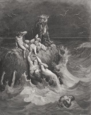 The Deluge, illustratie uit Dore&39;s &39;The Holy Bible&39;, gegraveerd door Pannemaker, 1866 door Gustave Dore