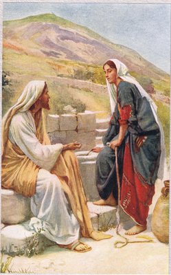 Woman of Samaria, illustratie uit &39;Women of the Bible&39;, uitgegeven door The Religious Tract Society, 1927 door Harold Copping