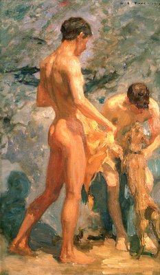 Jongens Baden, 1912 door Henry Scott Tuke