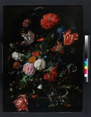 Bloemen in een glazen vaas, ca.1660 door Jan Davidsz de Heem