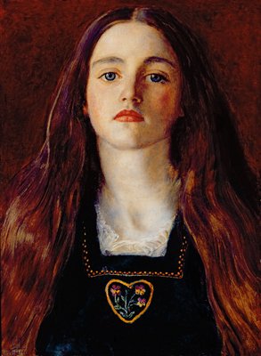 Portret van een meisje, 1857 (olie op papier gelegd over paneel) door John Everett Millais