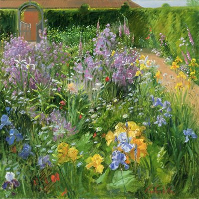 Sweet Rocket, Foxgloves and Irises, 2000 door Timothy Easton