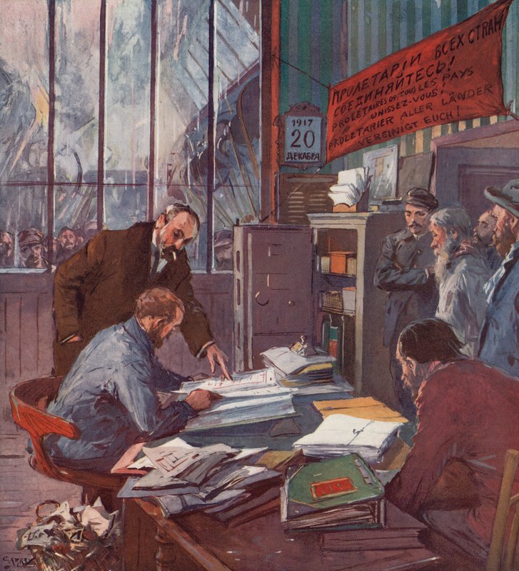 Fabriek onder arbeiderscontrole, Russische Revolutie door (after) Carrey