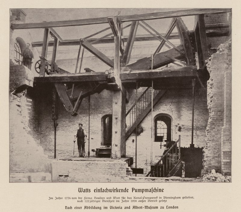 Boulton & Watt enkelwerkende pompmachine door (after) English photographer