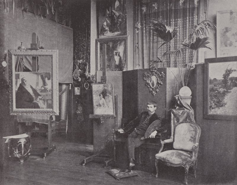 Franse schilder Pascal Dagnan-Bouveret in zijn studio door (after) French Photographer