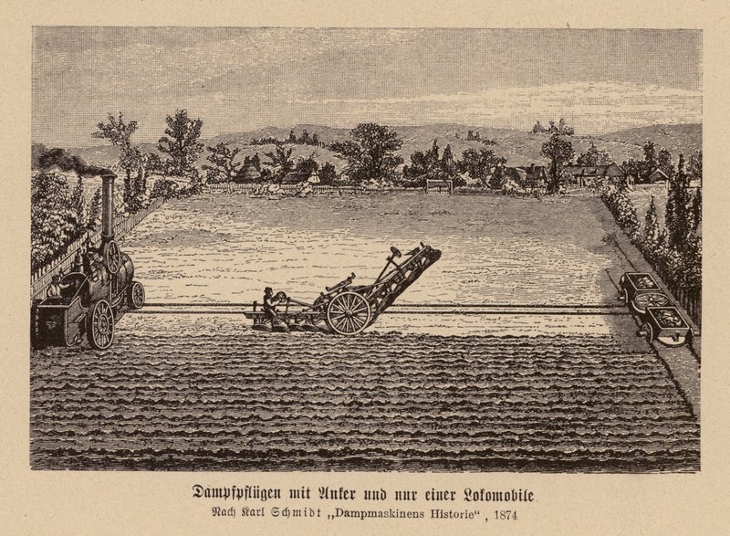 Stoomploegen met een tractiemotor en anker door (after) German School