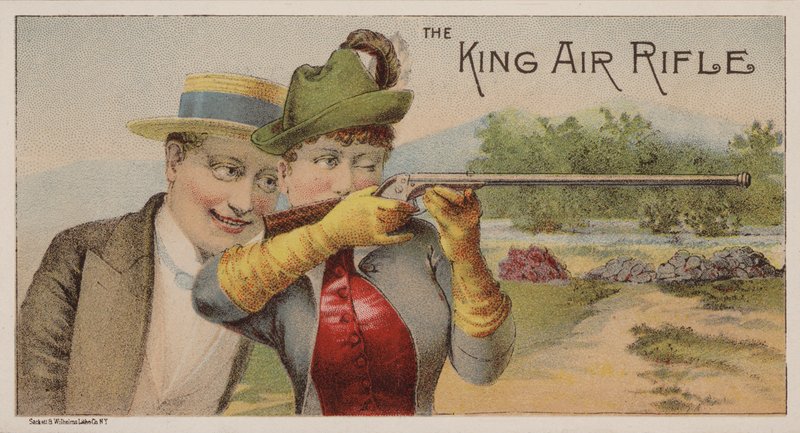 Amerikaanse handelskaart reclame voor King luchtgeweren door American School