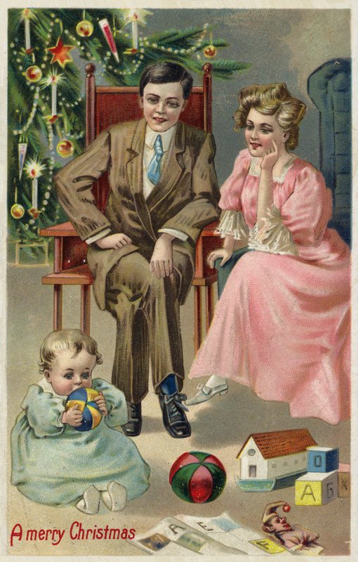 Koppel met baby met Kerstmis door American School