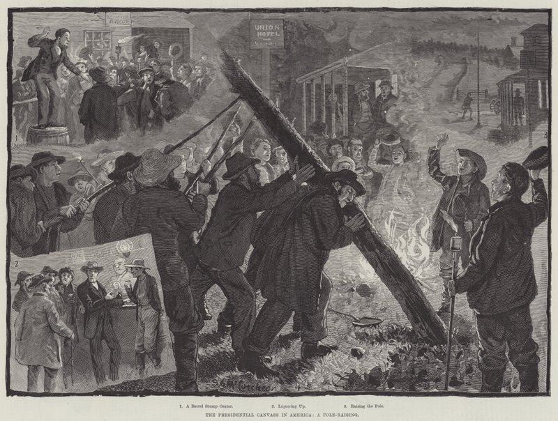 De Presidentiële Canvass in Amerika, een Paal-Oprichting door English School