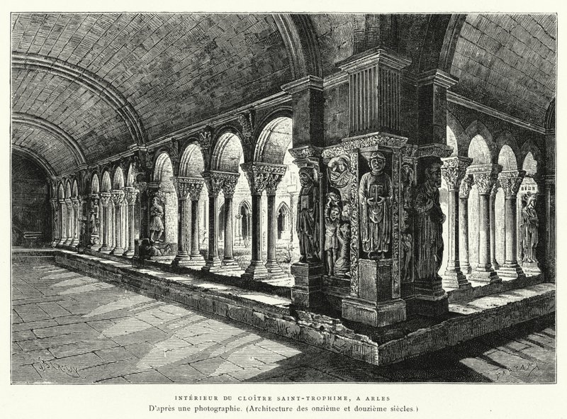Interieur van het klooster Saint-Trophime, in Arles door French School