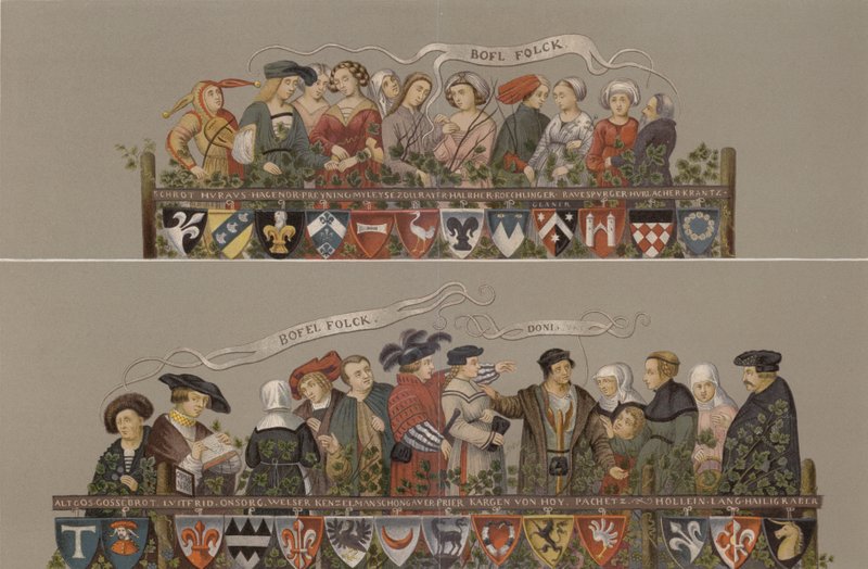 De dans van de edele mannen en vrouwen van Augsburg in 1520 door German School