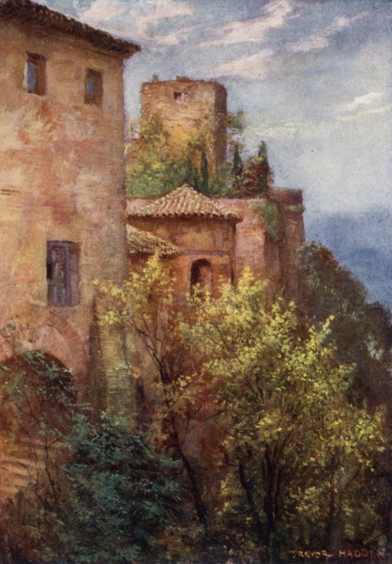 Granada, Exterieur van het Alhambra door A. Trevor Haddon