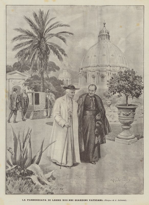 De wandeling van Leo XIII in de Vaticaanse tuinen door Achille Beltrame