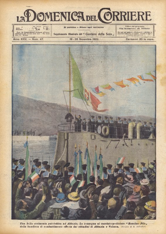 Een mooie patriottische ceremonie in Abbazia door Achille Beltrame