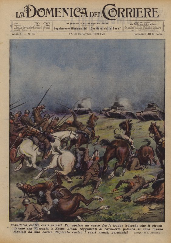 Cavalerie tegen tanks door Achille Beltrame