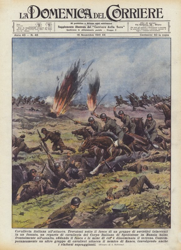 Italiaanse cavalerie in de aanval door Achille Beltrame