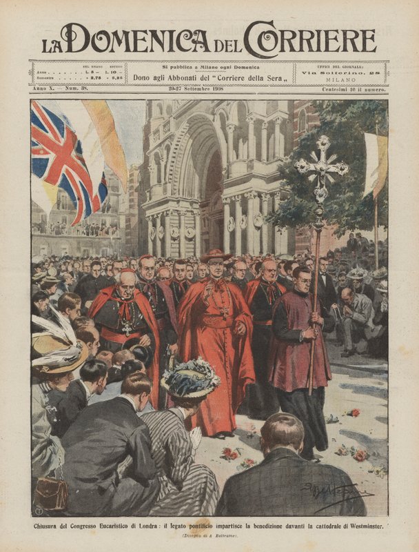 Sluiting van het Eucharistisch Congres in Londen, de pauselijke legaat geeft de zegen door Achille Beltrame