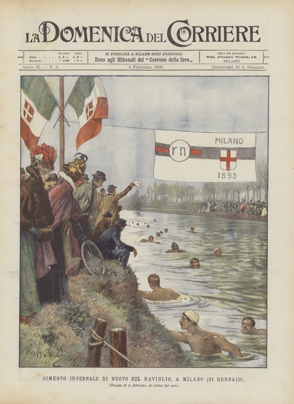 Winterzwemwedstrijd in het Naviglio, Milaan (21 januari) door Achille Beltrame